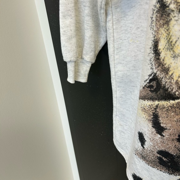 Vintage “Locker Shop” wayyy oversized mock neck leopard sweatshirt excellent con - Picture 7 of 14